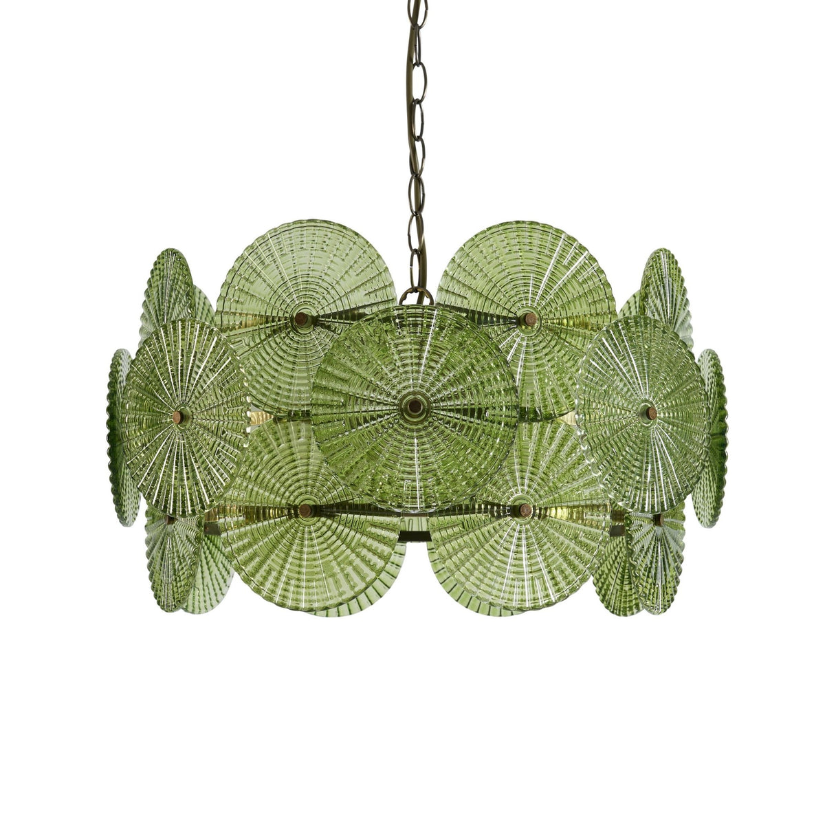 Celeste Glass Discs Antique Brass Pendant - Green - DUSK