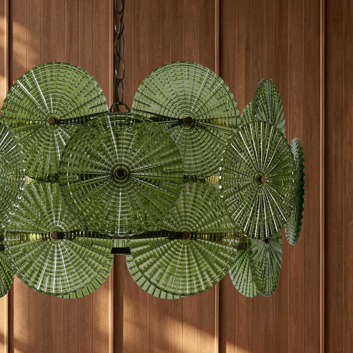 Celeste Glass Discs Antique Brass Pendant - Green - DUSK