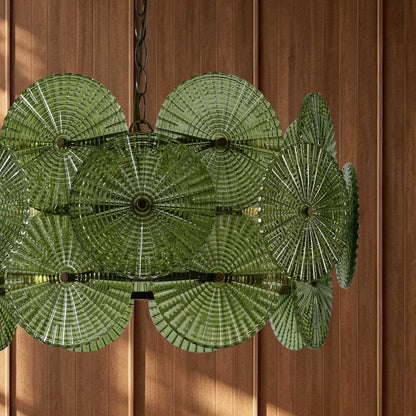 Celeste Glass Discs Antique Brass Pendant - Green - DUSK