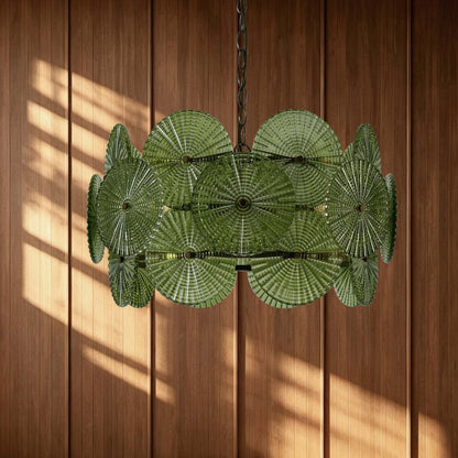 Celeste Glass Discs Antique Brass Pendant - Green - DUSK