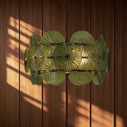 Celeste Glass Discs Antique Brass Pendant - Green - DUSK