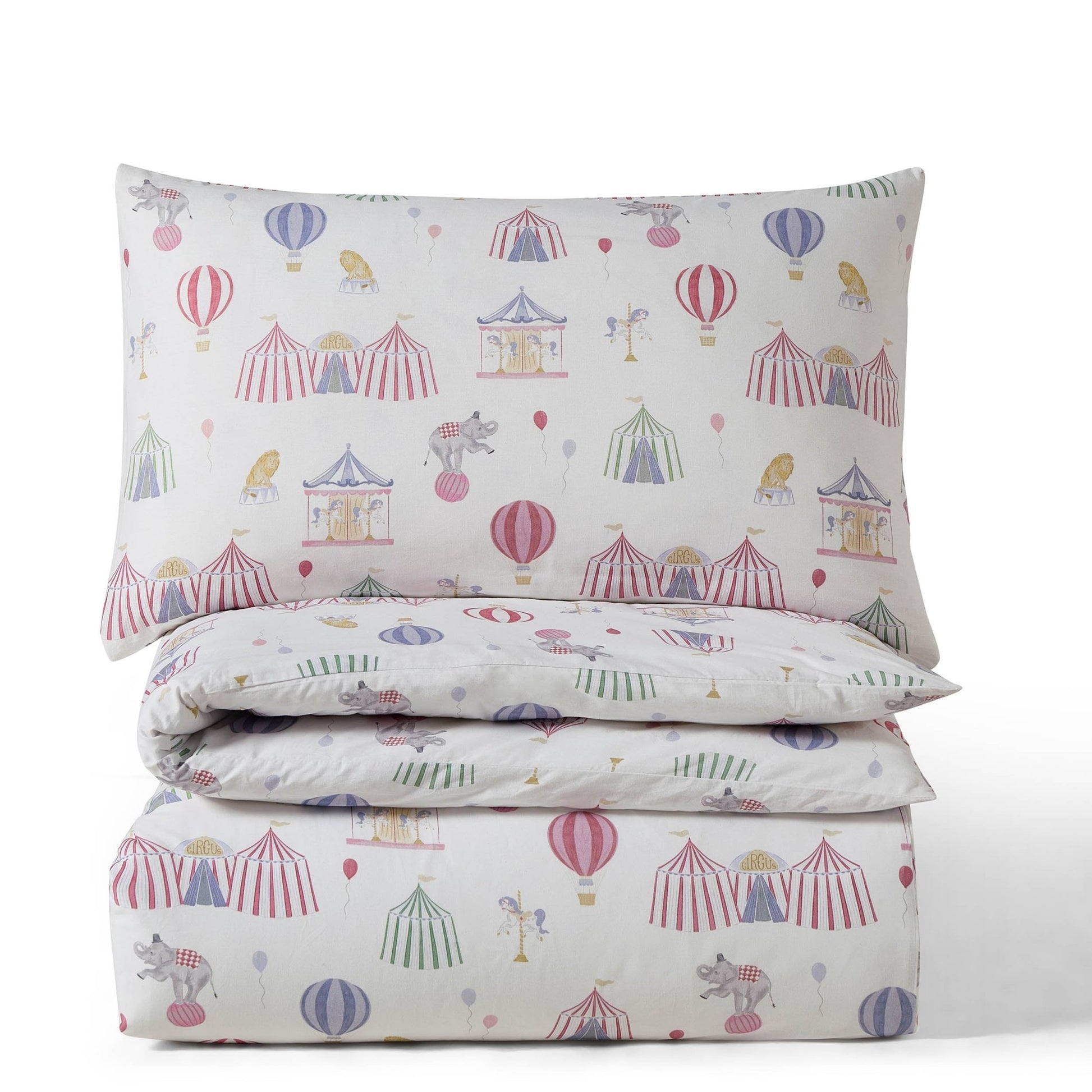 Charlie 100% Cotton Circus Print Duvet Cover Set - DUSK