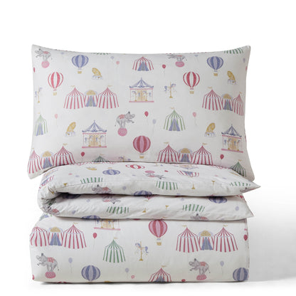 Charlie 100% Cotton Circus Print Duvet Cover Set - DUSK