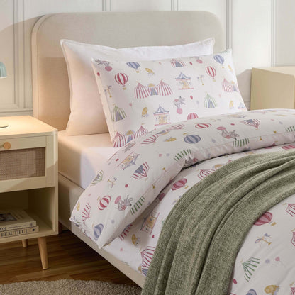 Charlie 100% Cotton Circus Print Duvet Cover Set - DUSK