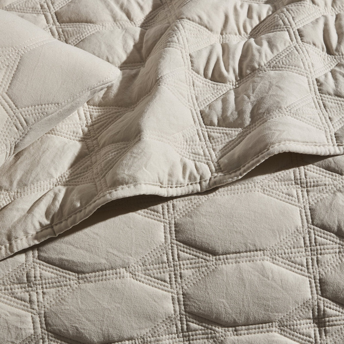 Charlotte Geometric Embroidered Bedspread 2.5m x 2.6m - Natural - DUSK