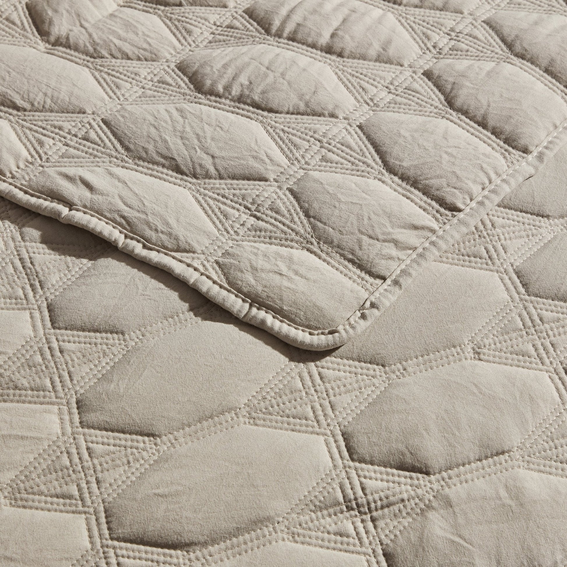 Charlotte Geometric Embroidered Bedspread 2.5m x 2.6m - Natural - DUSK