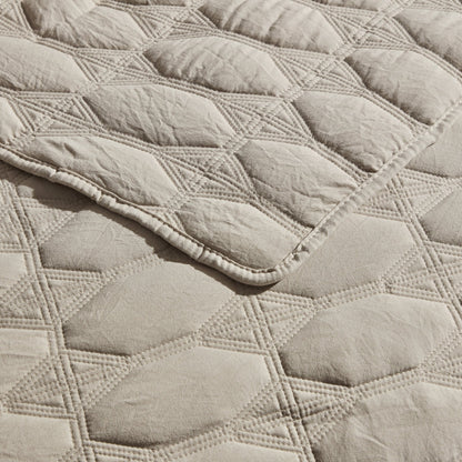 Charlotte Geometric Embroidered Bedspread 2.5m x 2.6m - Natural - DUSK