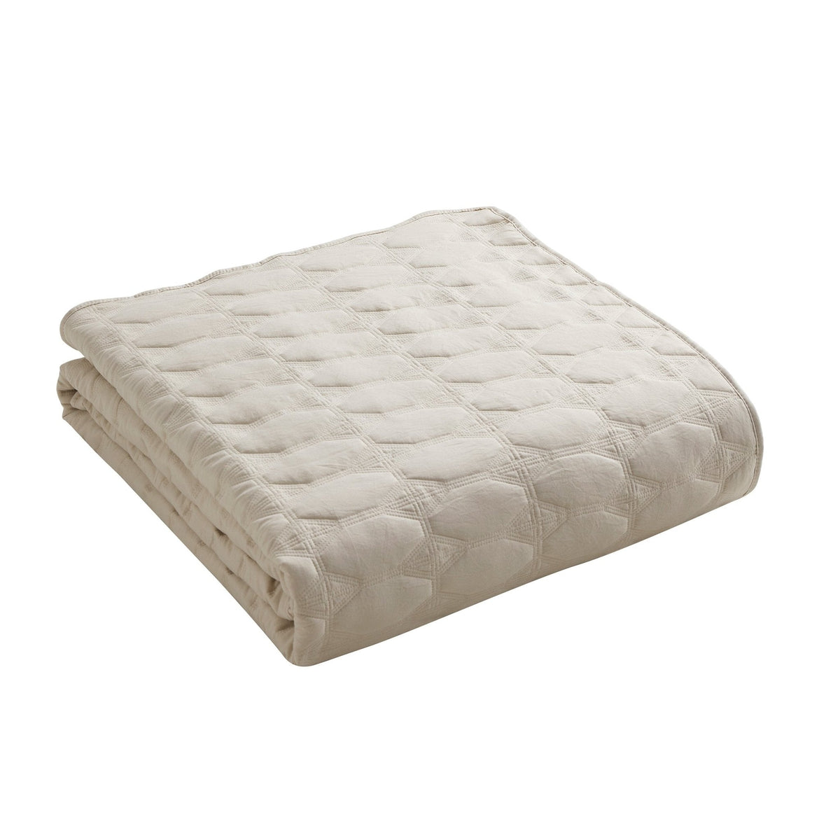 Charlotte Geometric Embroidered Bedspread 2.5m x 2.6m - Natural - DUSK