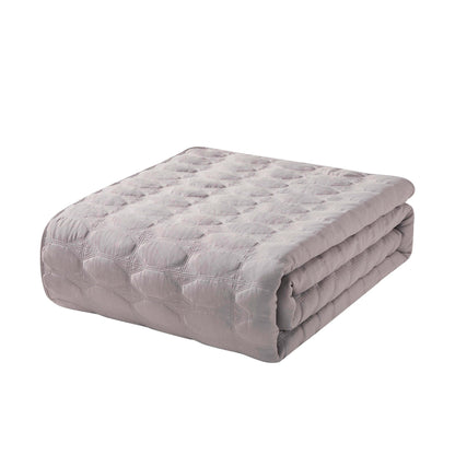 Charlotte Geometric Embroidered Bedspread 2.5m x 2.6m - Pebble Grey - DUSK