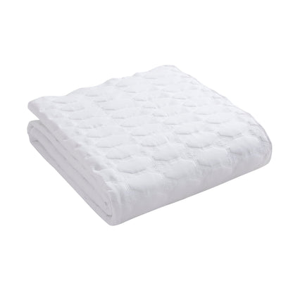 Charlotte Geometric Embroidered Bedspread 2.5m x 2.6m - White - DUSK