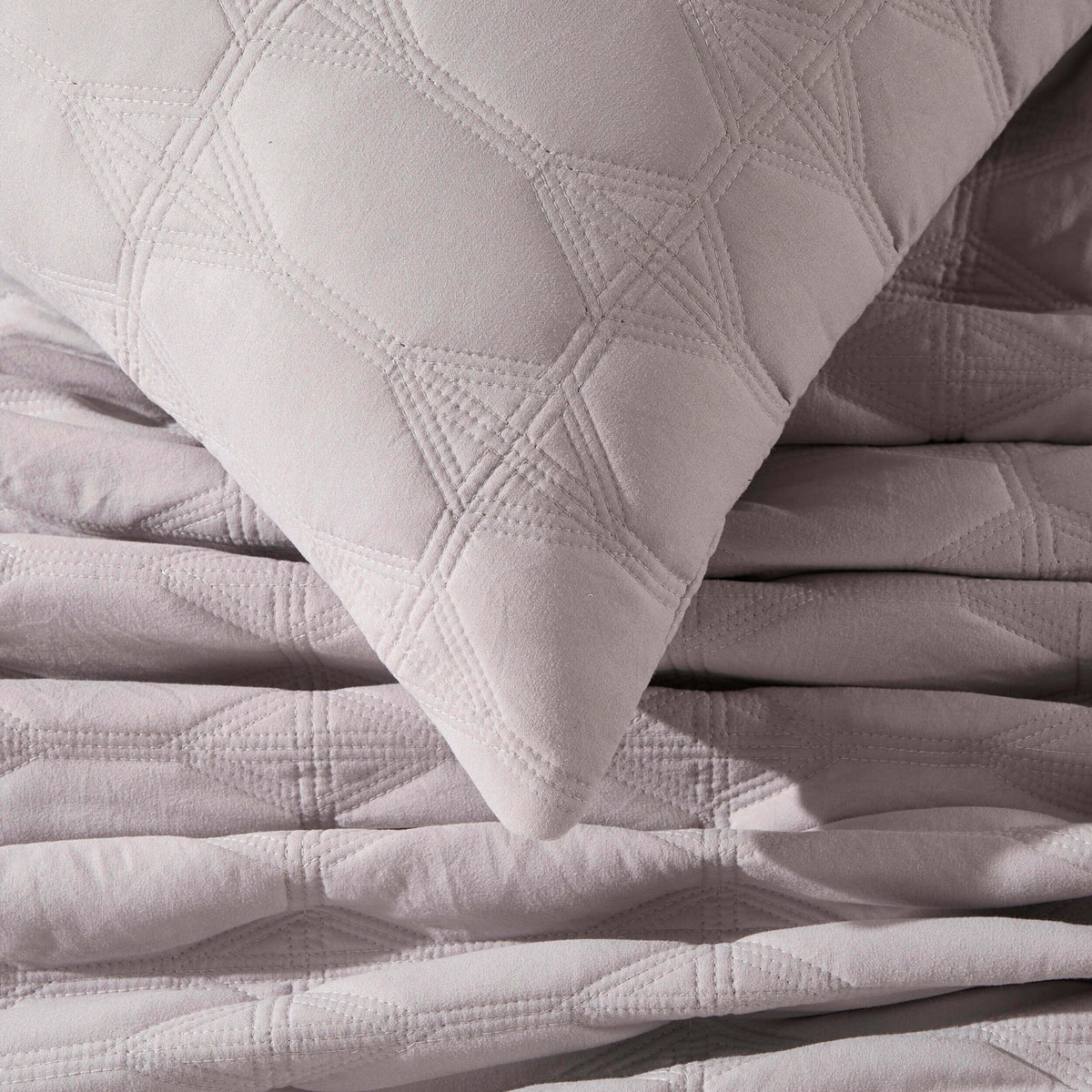 Charlotte Geometric Embroidered Cushion Cover - Pebble Grey - DUSK