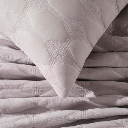Charlotte Geometric Embroidered Cushion Cover - Pebble Grey - DUSK