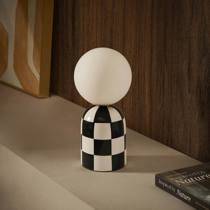 Checkerboard Cement Table Lamp - Black - DUSK