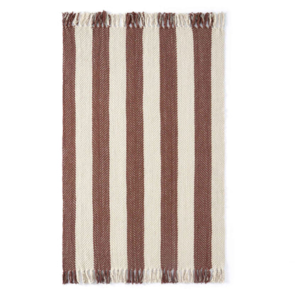 Chenille Stripe Tassel Herringbone Sofa Throw - Rust/Cream - DUSK