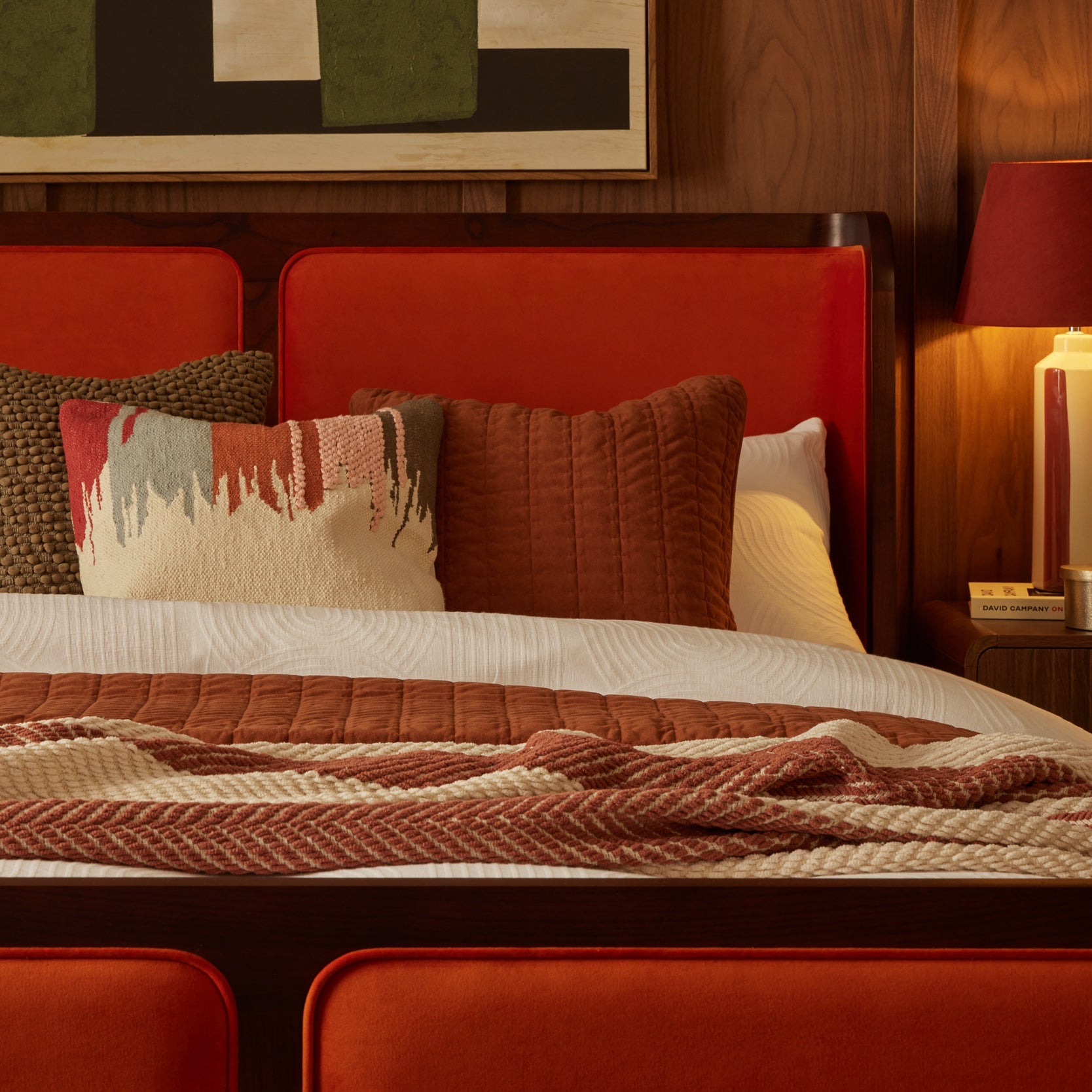 Chenille Stripe Tassel Herringbone Throw - Rust/Cream - DUSK