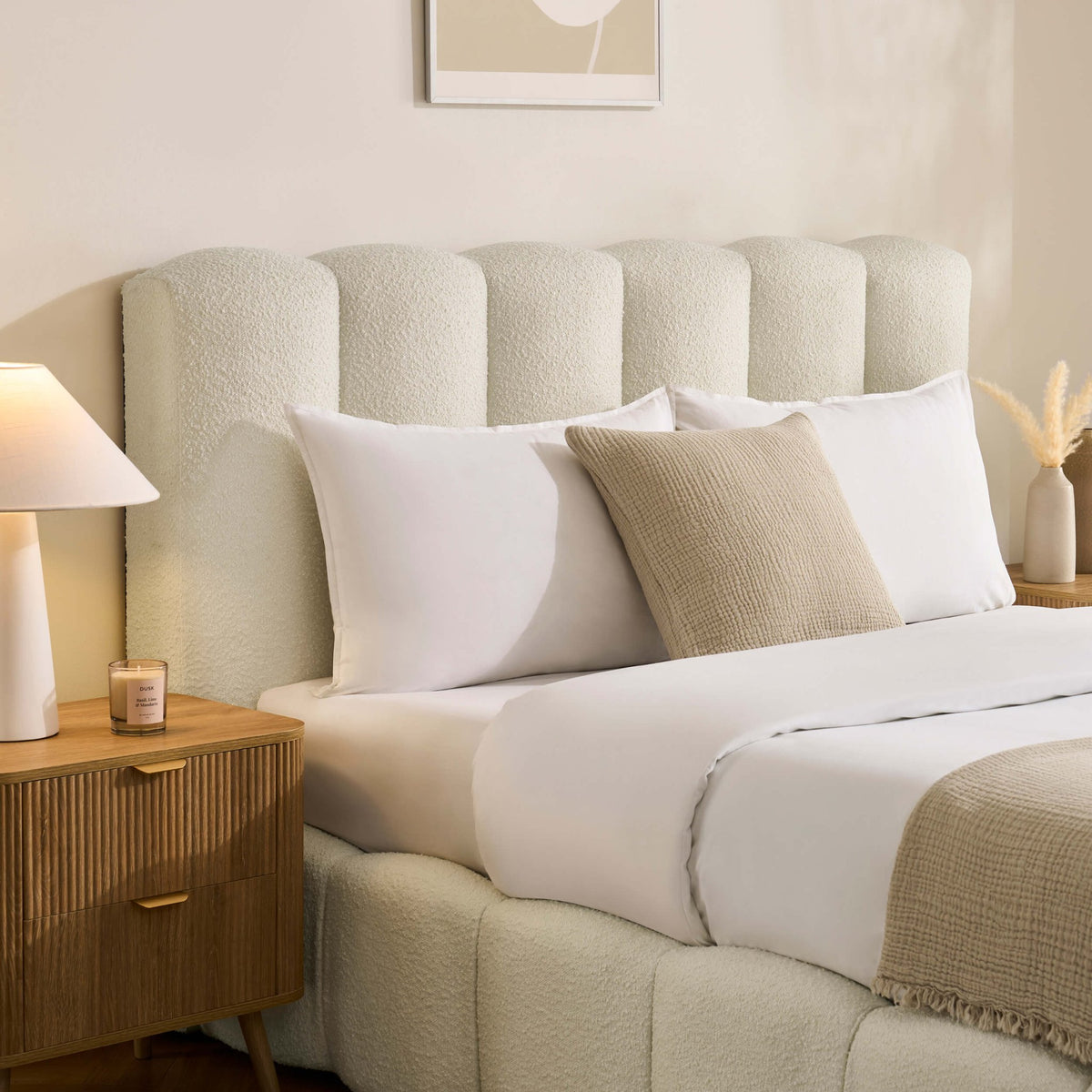 Cheshire Boucle Ottoman Storage Bed - Off White - DUSK