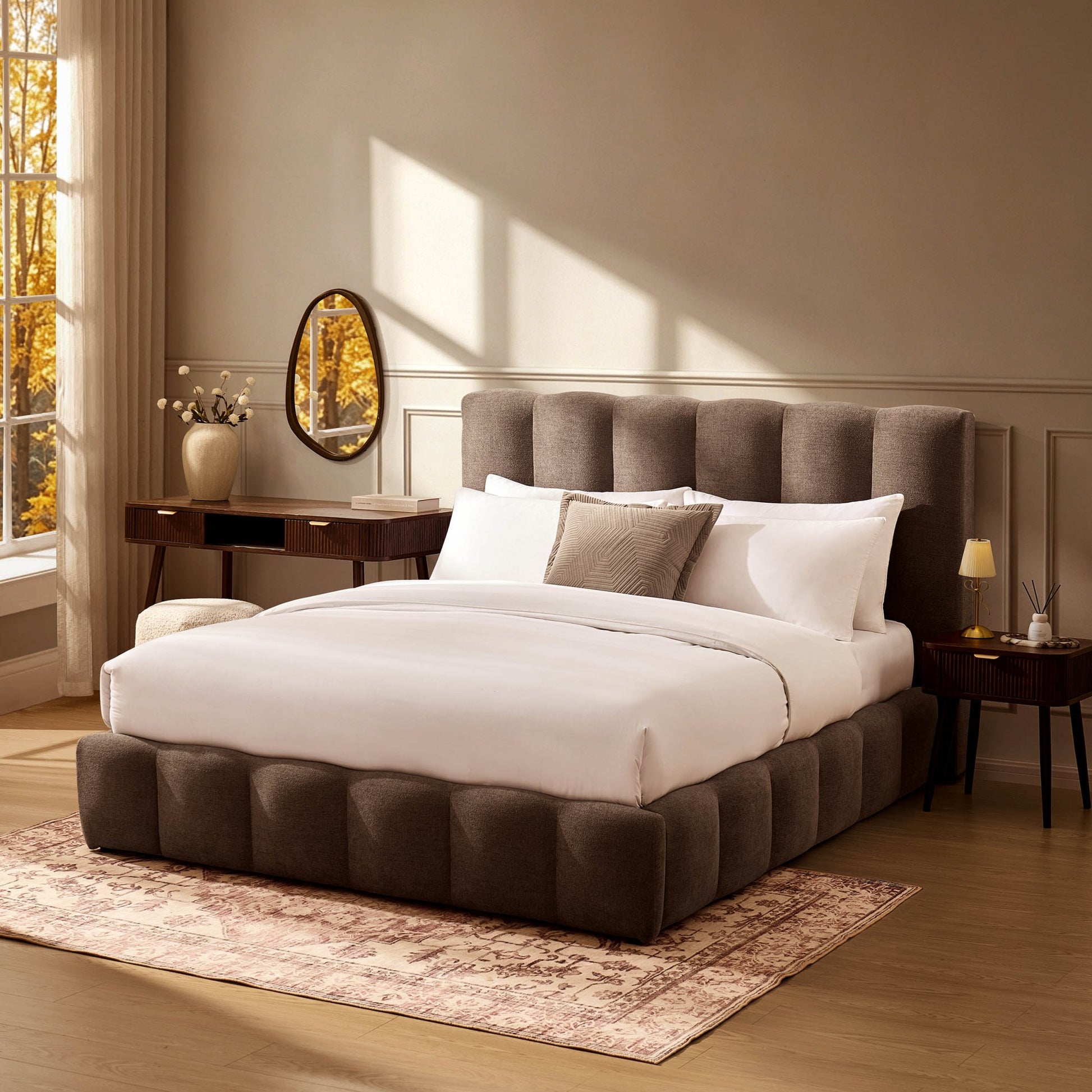Cheshire Ottoman Storage Bed - Chenille Mushroom - DUSK