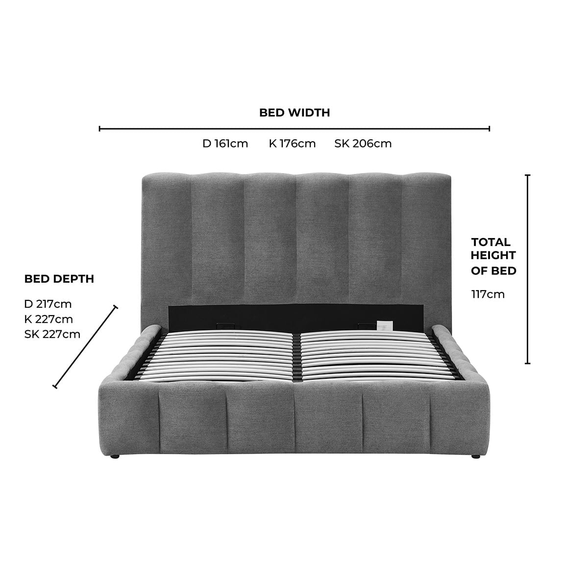 Cheshire Ottoman Storage Bed - Chenille Mushroom - DUSK