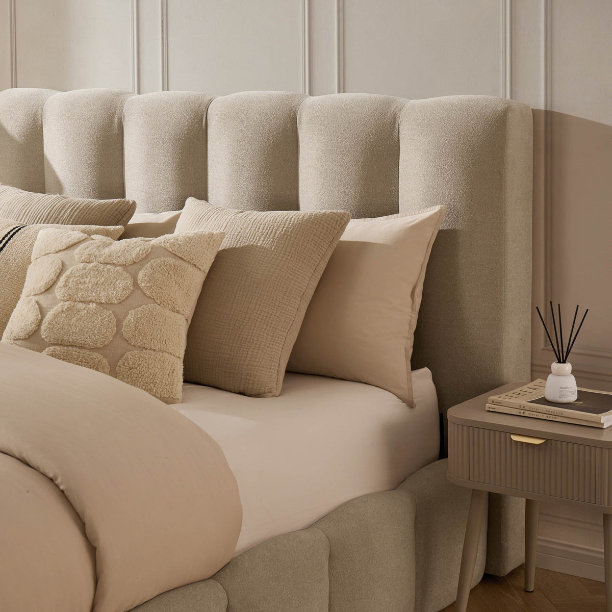 Cheshire Ottoman Storage Bed - Chenille Oatmeal - DUSK