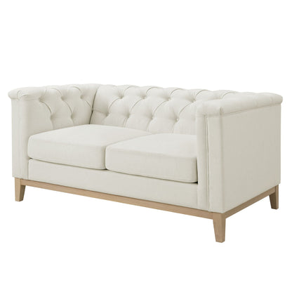 Chesterfield 2 Seater Sofa - Cream Linen - DUSK