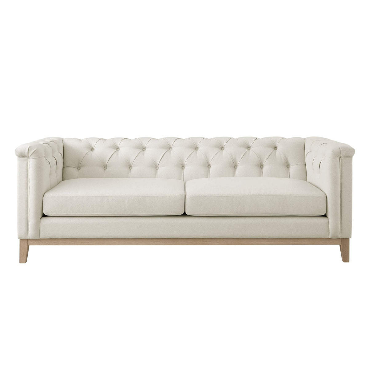 Chesterfield 3 Seater Sofa - Cream Linen - DUSK