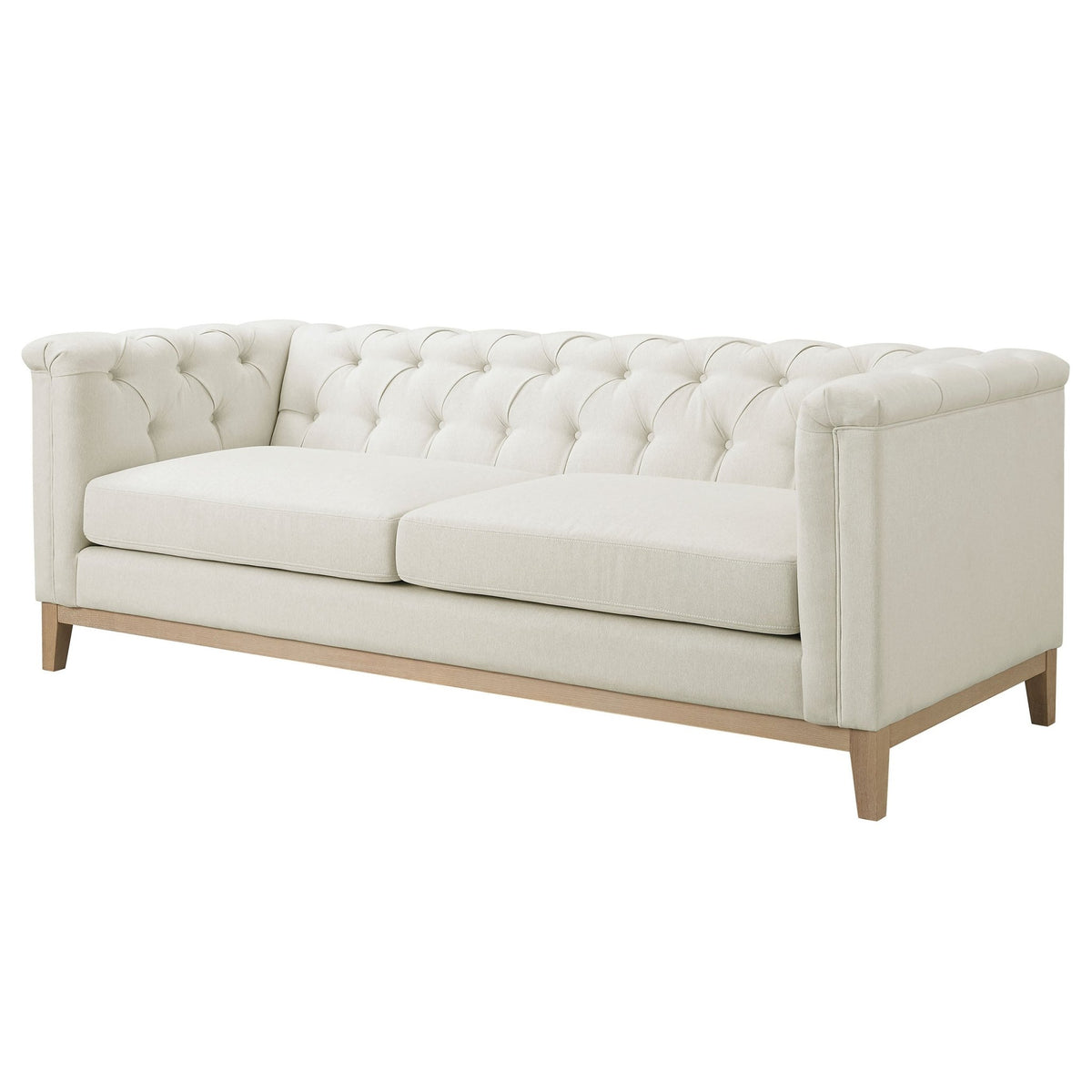 Chesterfield 3 Seater Sofa - Cream Linen - DUSK