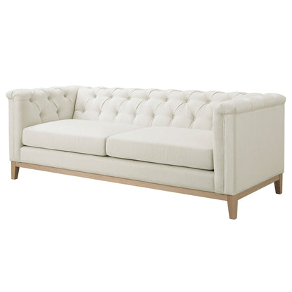 Chesterfield 3 Seater Sofa - Cream Linen - DUSK