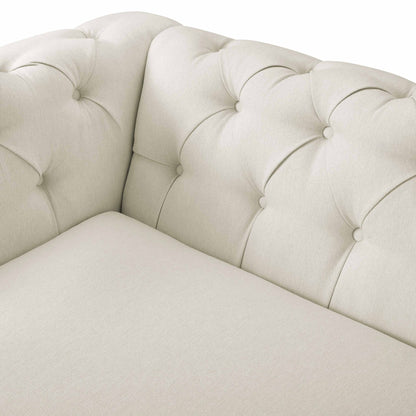 Chesterfield 3 Seater Sofa - Cream Linen - DUSK