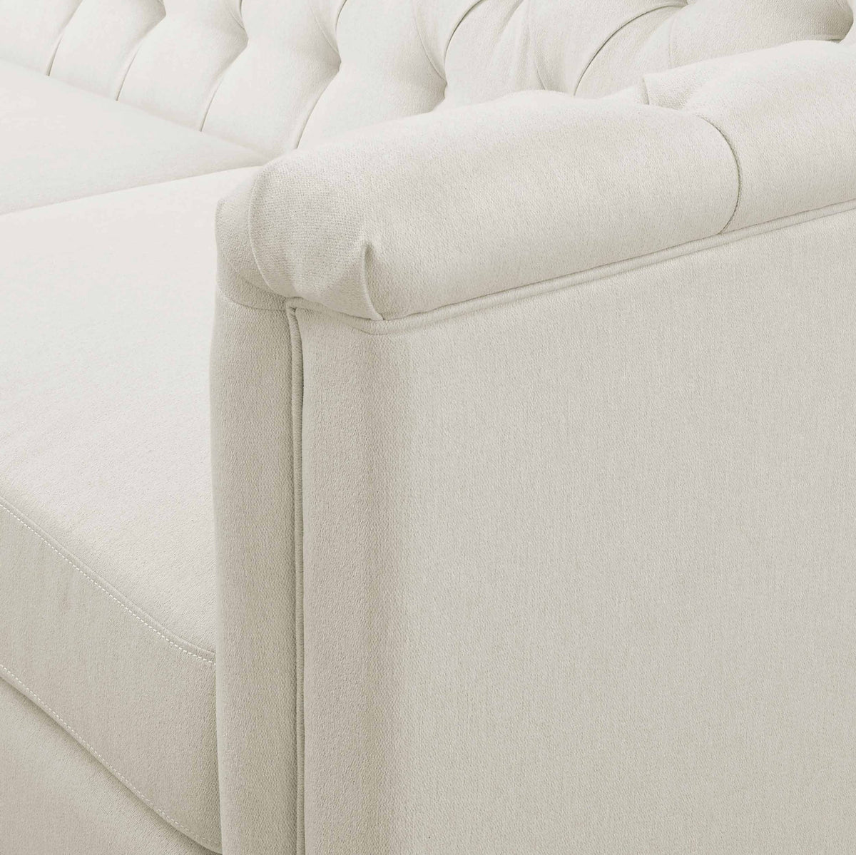 Chesterfield 3 Seater Sofa - Cream Linen - DUSK