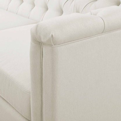 Chesterfield 3 Seater Sofa - Cream Linen - DUSK