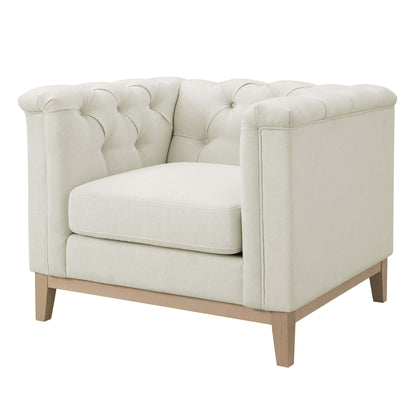 Chesterfield Armchair - Cream Linen - DUSK