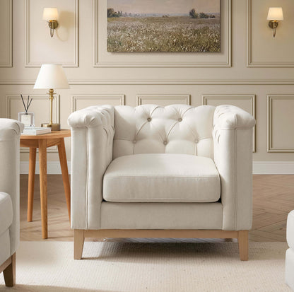 Chesterfield Armchair - Cream Linen - DUSK