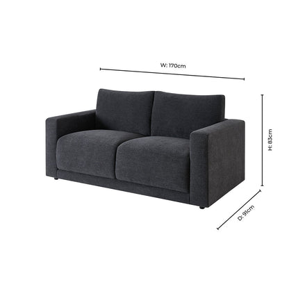 Chicago 2 Seater Sofa - Dark Graphite Grey - DUSK