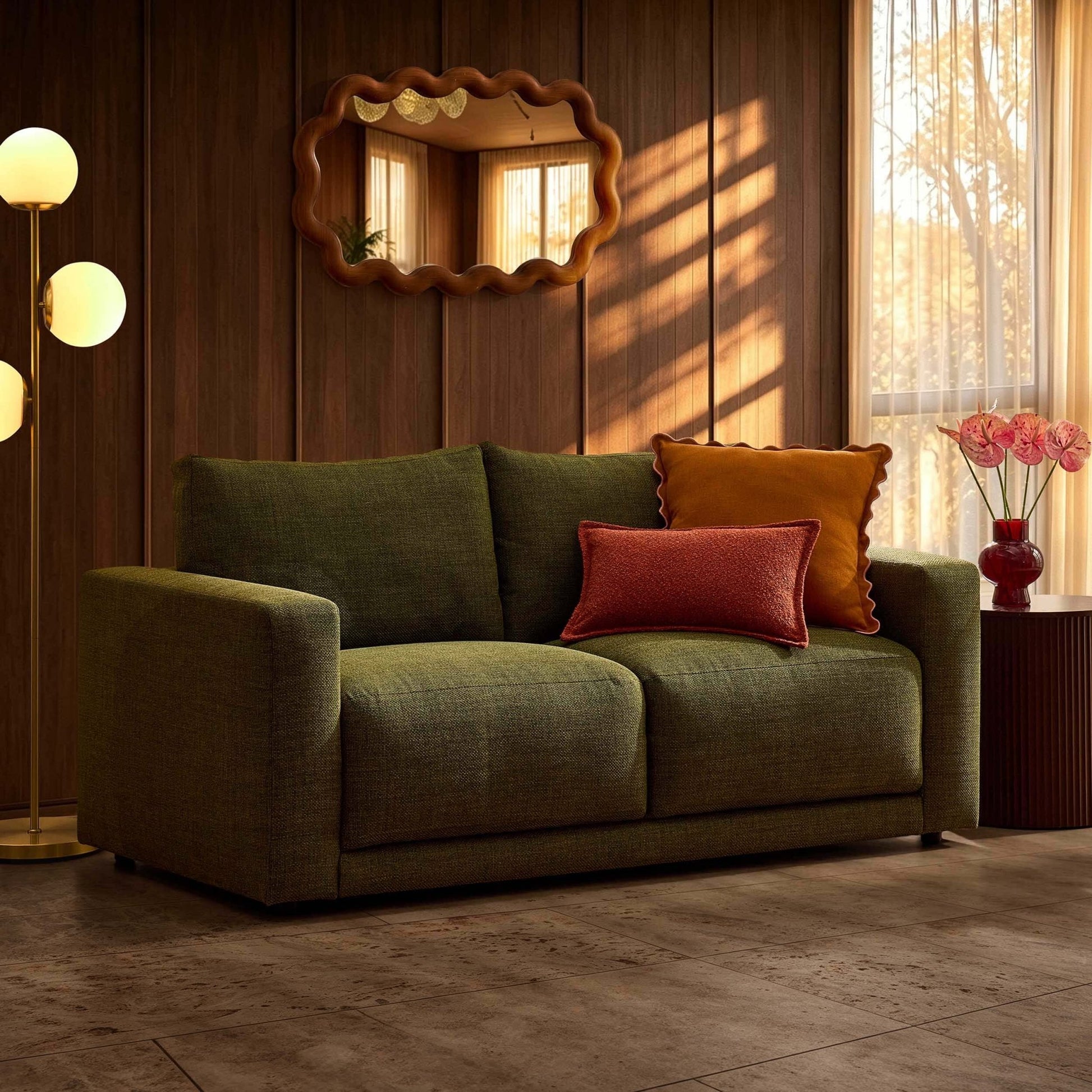 Chicago 2 Seater Sofa - Woven Pine Green - DUSK