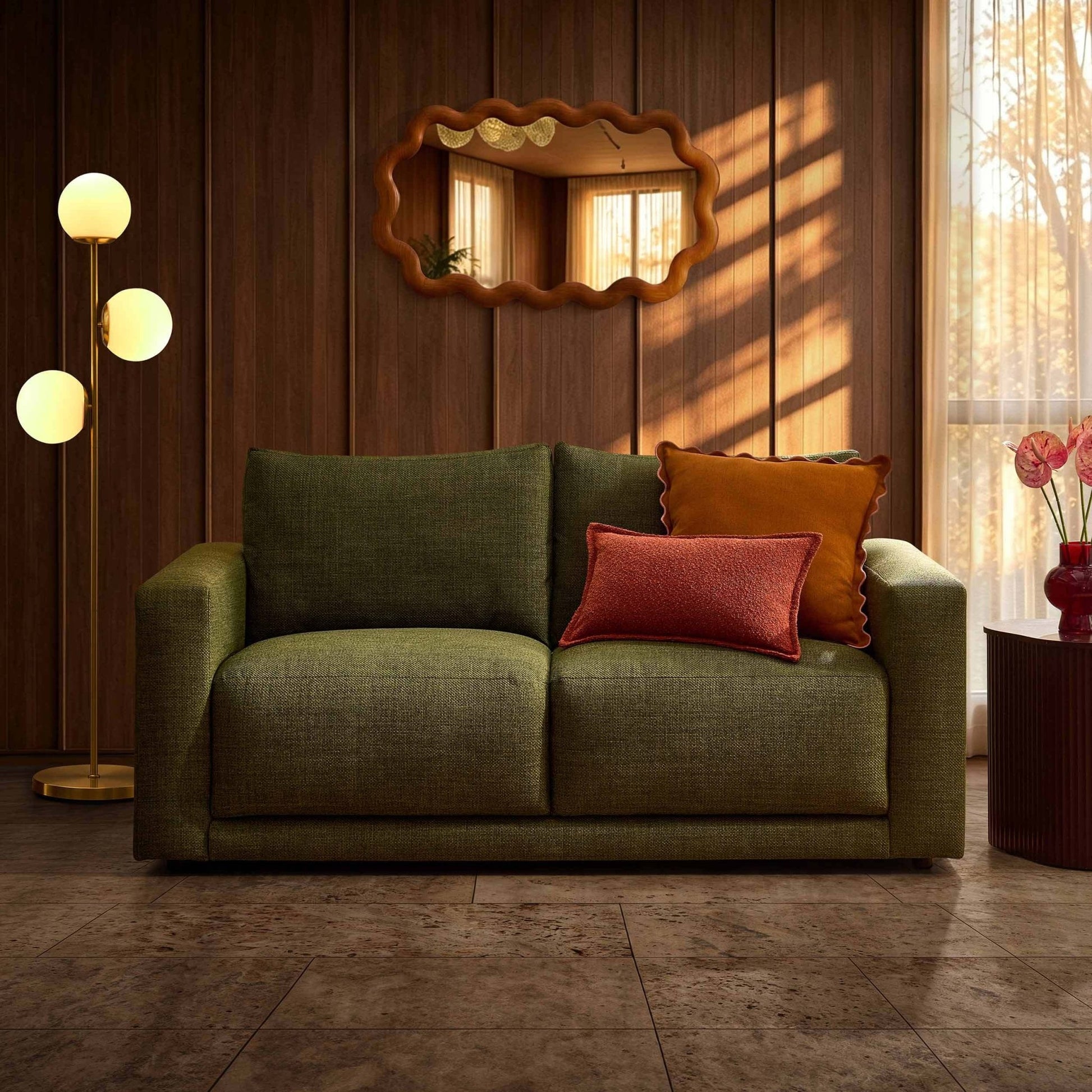 Chicago 2 Seater Sofa - Woven Pine Green - DUSK