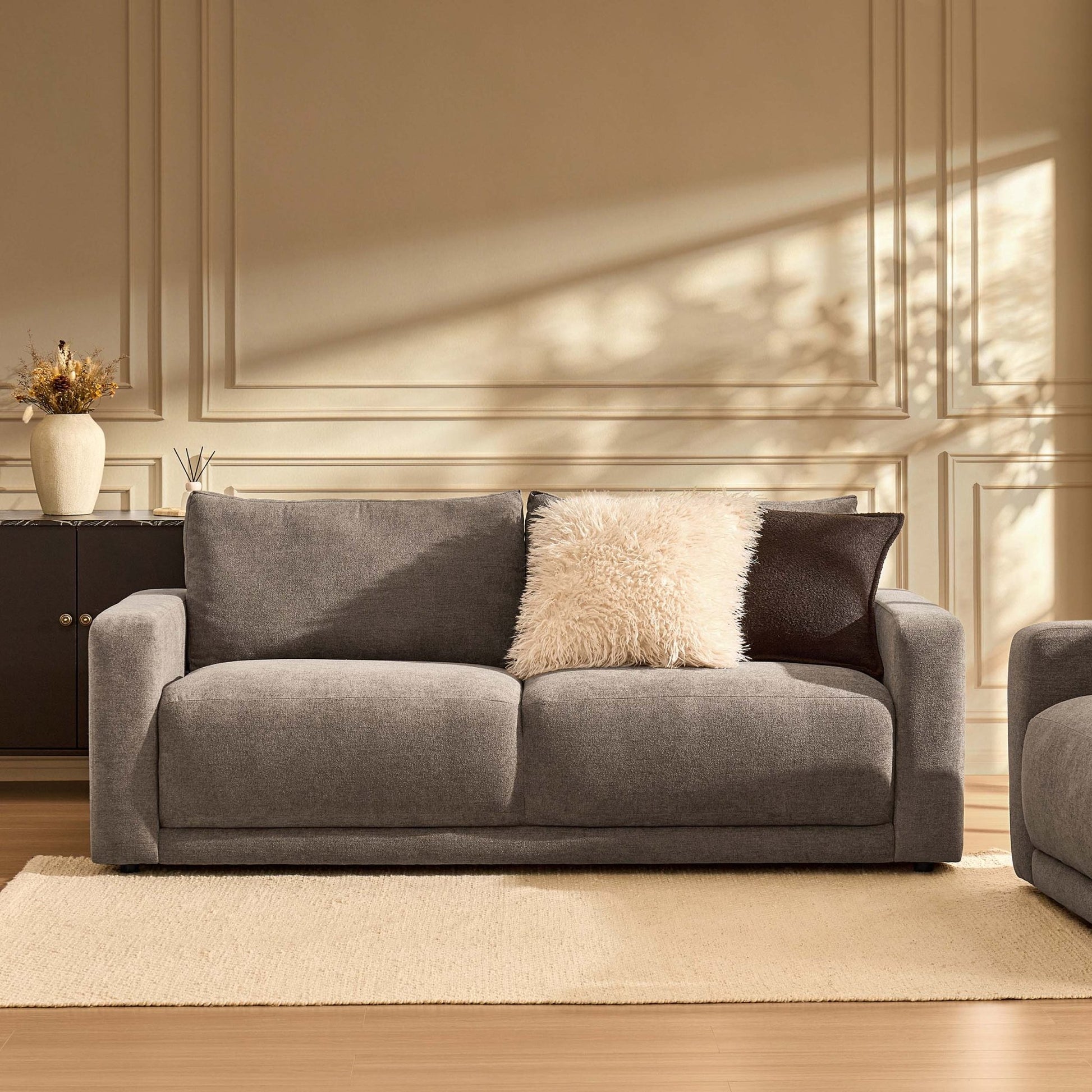 Chicago 3 Seater Sofa - Chenille Mushroom - DUSK