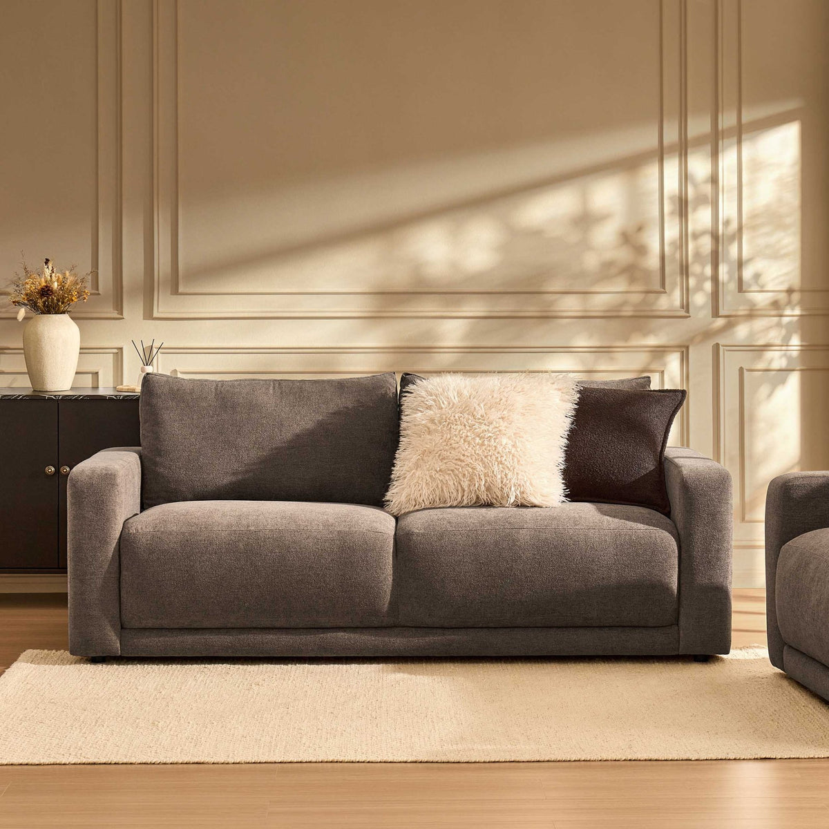 Chicago 3 Seater Sofa - Chenille Mushroom - DUSK