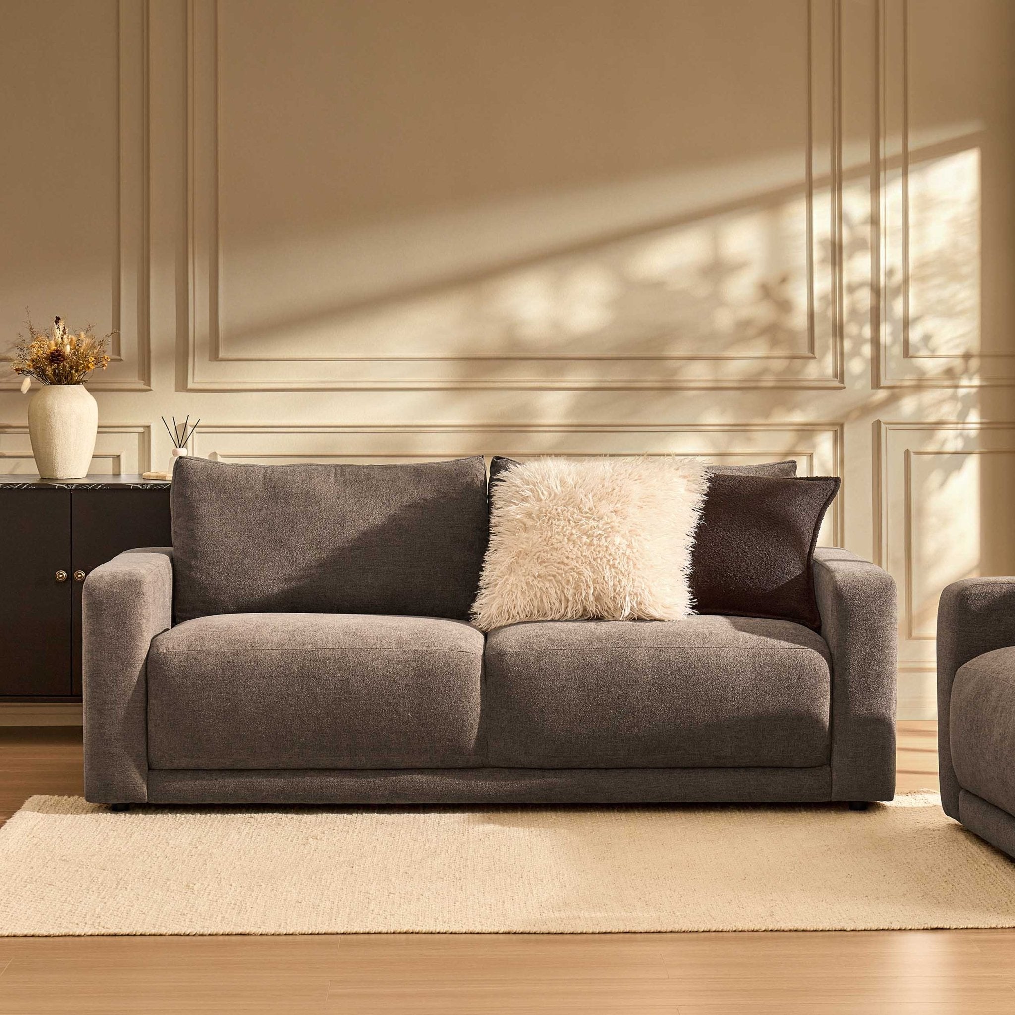 Chicago 3 Seater Sofa - Chenille Mushroom - DUSK