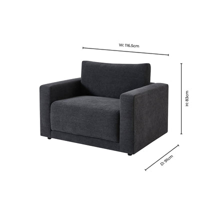 Chicago Loveseat - Dark Graphite Grey - DUSK