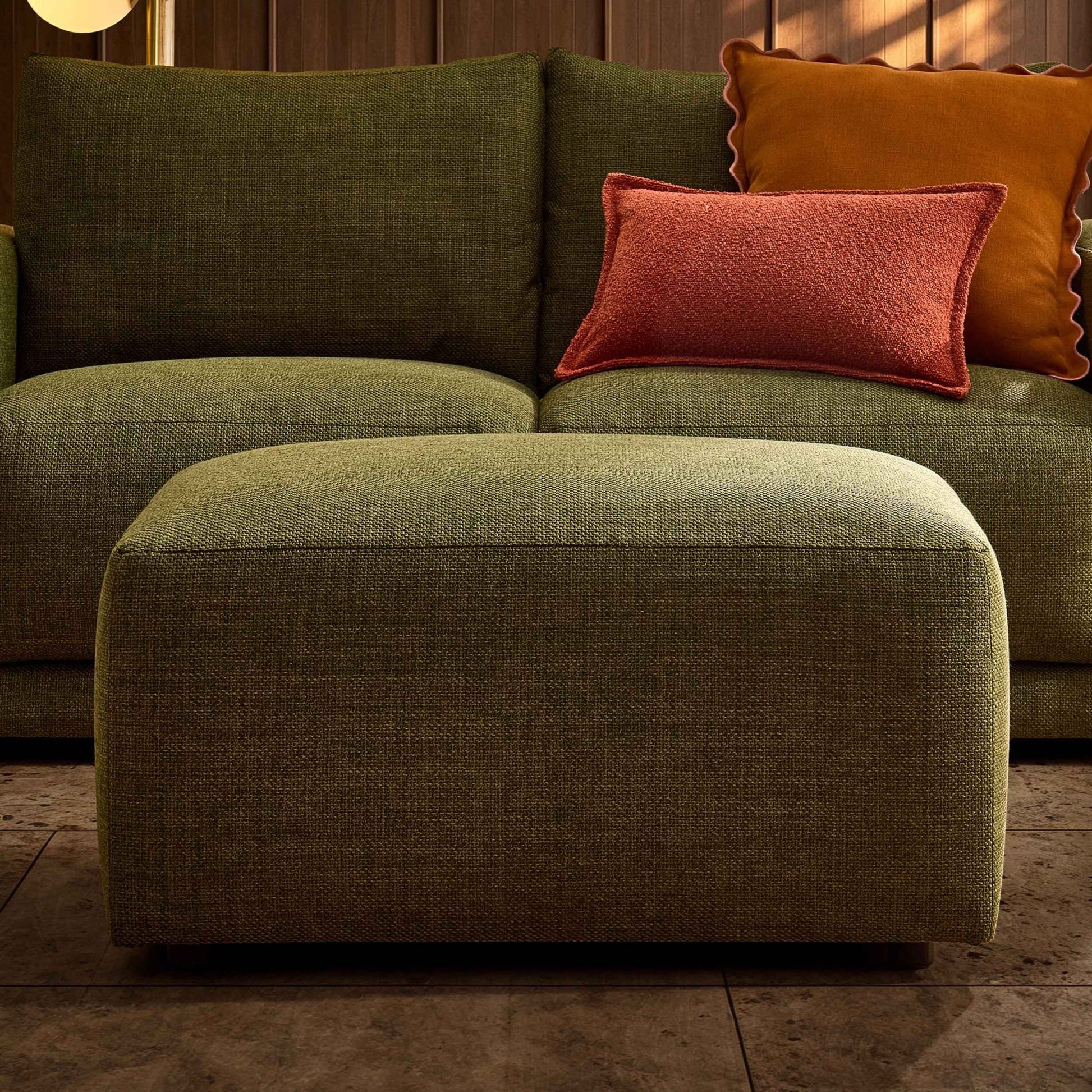 Chicago Pouffe - Woven Pine Green - DUSK