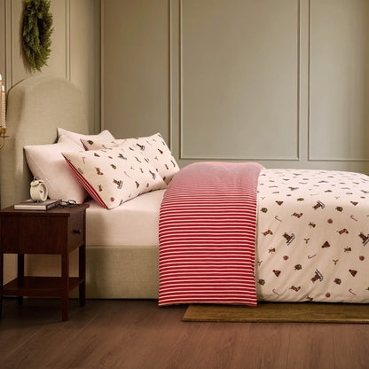 Christmas Icons Duvet Cover & Pillowcase Set - Red - DUSK