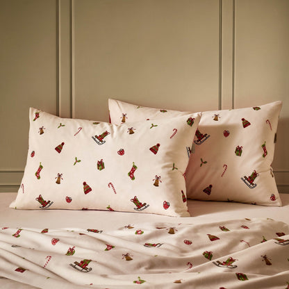 Christmas Icons Duvet Cover & Pillowcase Set - Red - DUSK
