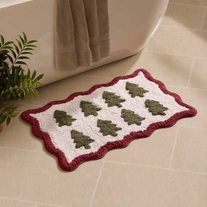 Christmas Tree Scalloped Bath Mat - Fern - DUSK