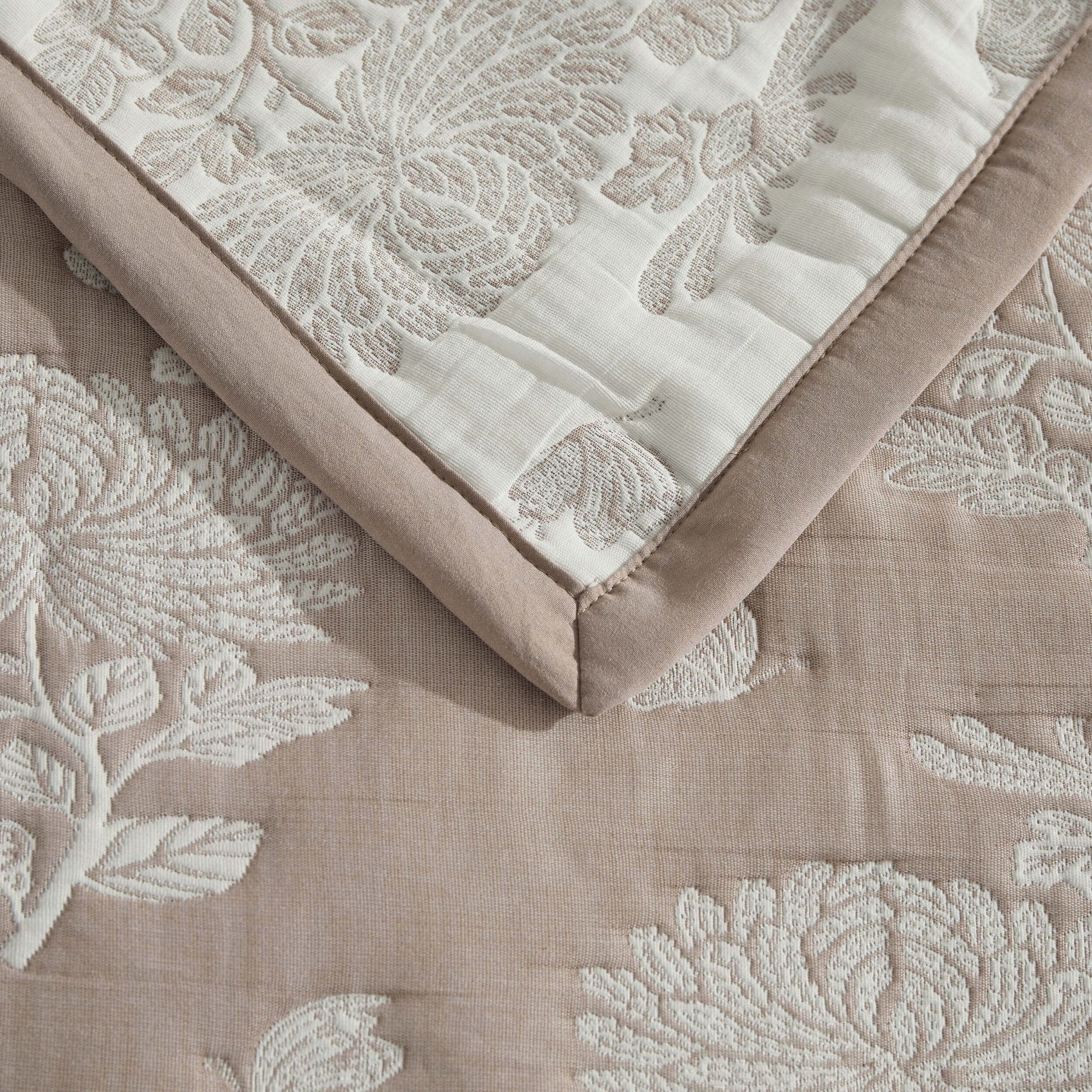 Chrysanthemum Embroidered Bedspread - Taupe - DUSK