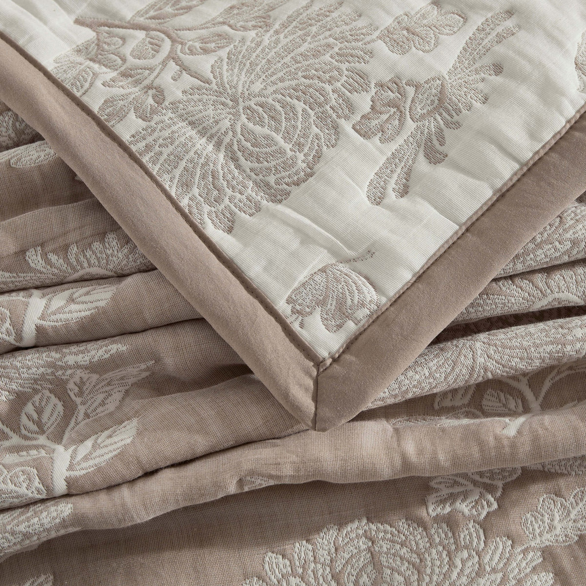 Chrysanthemum Embroidered Bedspread - Taupe - DUSK
