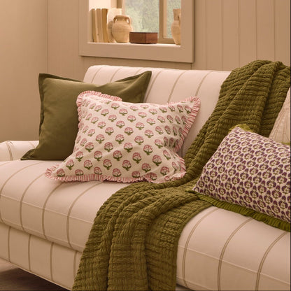 Chunky Chenille Sofa Throw - Olive Green - DUSK