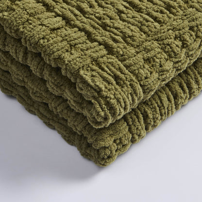 Chunky Chenille Sofa Throw - Olive Green - DUSK