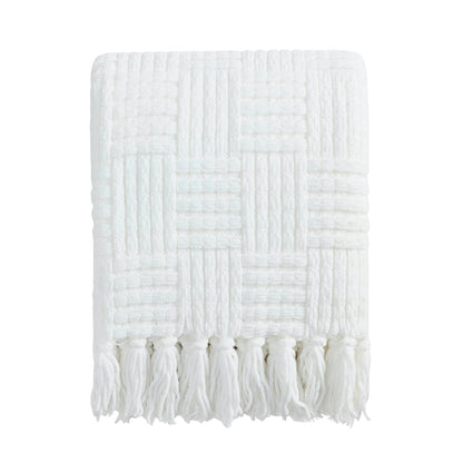 Chunky Chenille Sofa Throw - White - DUSK