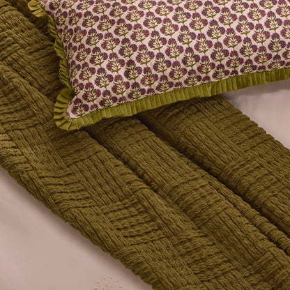 Chunky Chenille Throw - Olive Green - DUSK