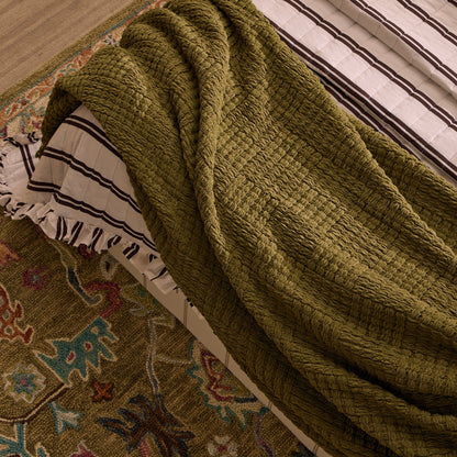 Chunky Chenille Throw - Olive Green - DUSK
